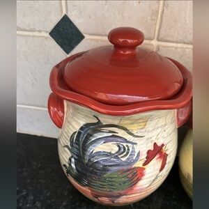 Colorful Rooster Ceramic Canister